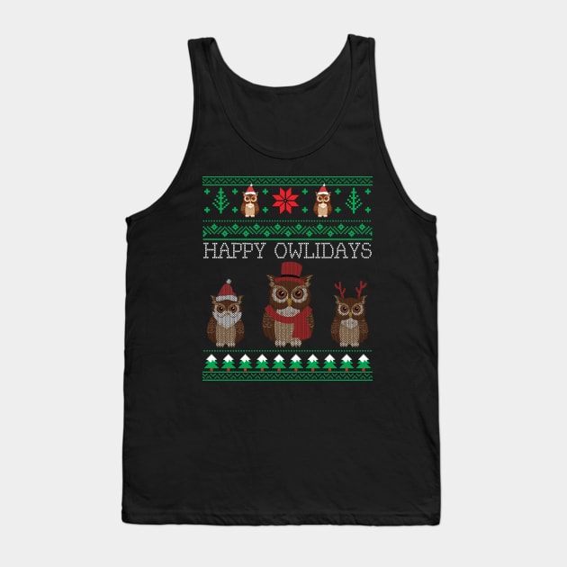 Funny Cute Owl Lovers Owl Ugly Christmas Sweaters Tank Top by mrsmitful01